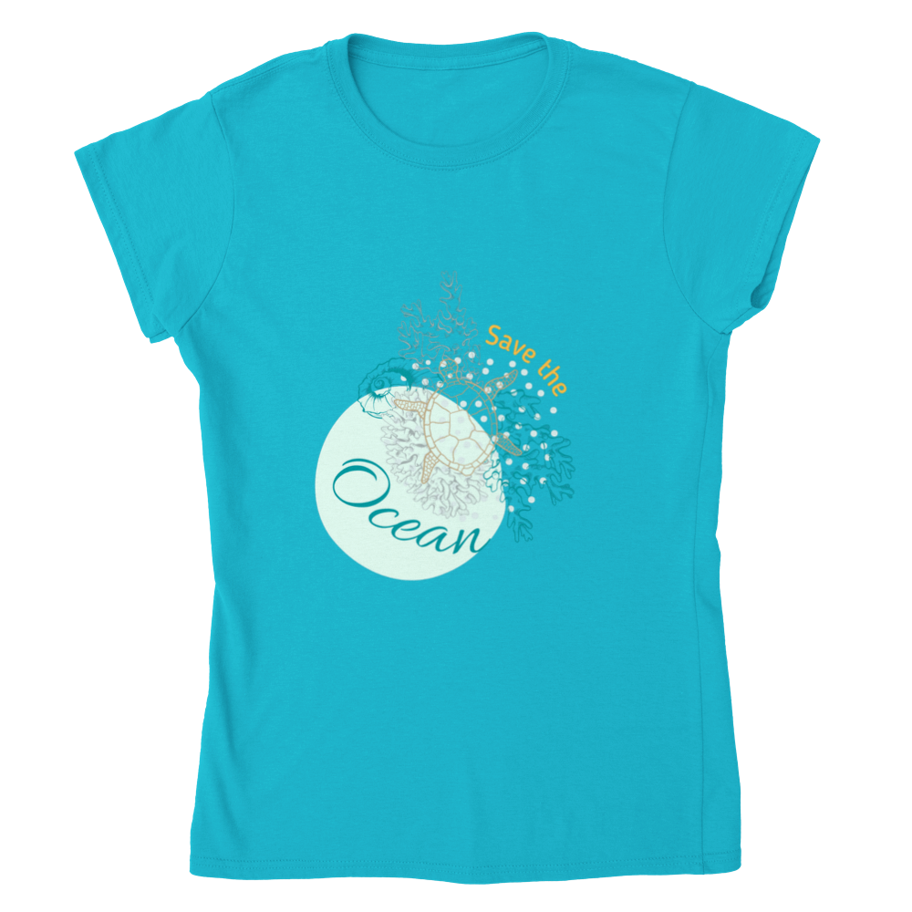 Classic Womens Crewneck T-shirt - Save the Ocean