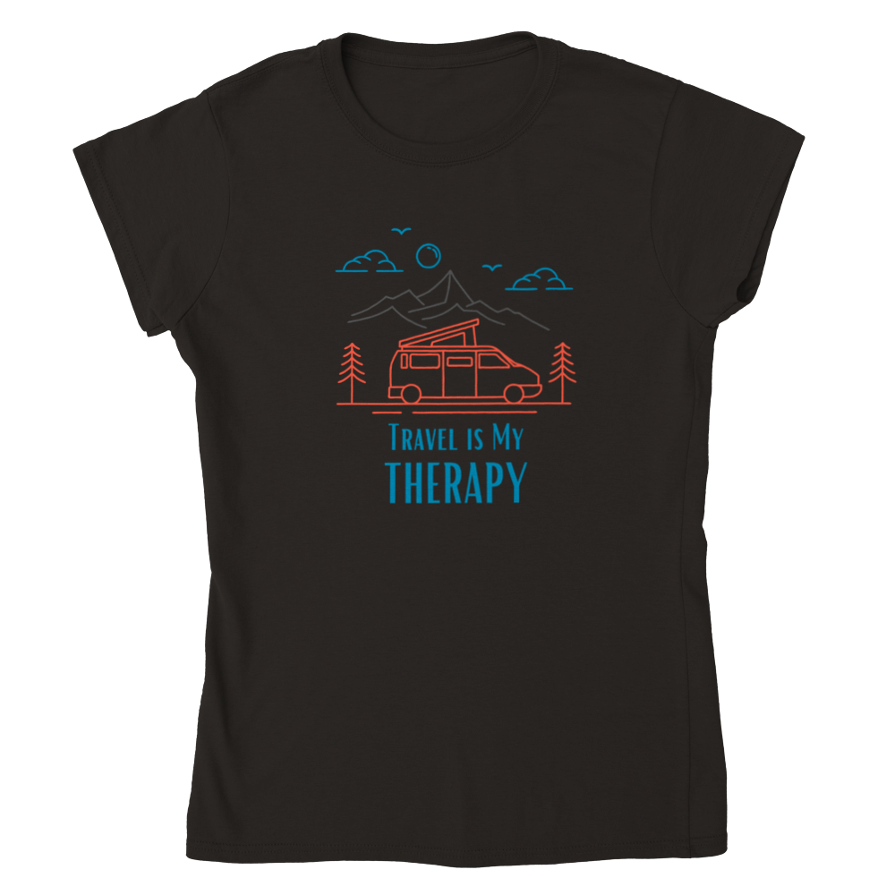 Classic Womens Crewneck T-shirt - Travel is my Therapy