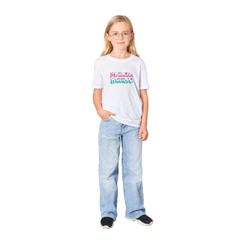 Classic Kids Crewneck T-shirt - Mermaid Waves