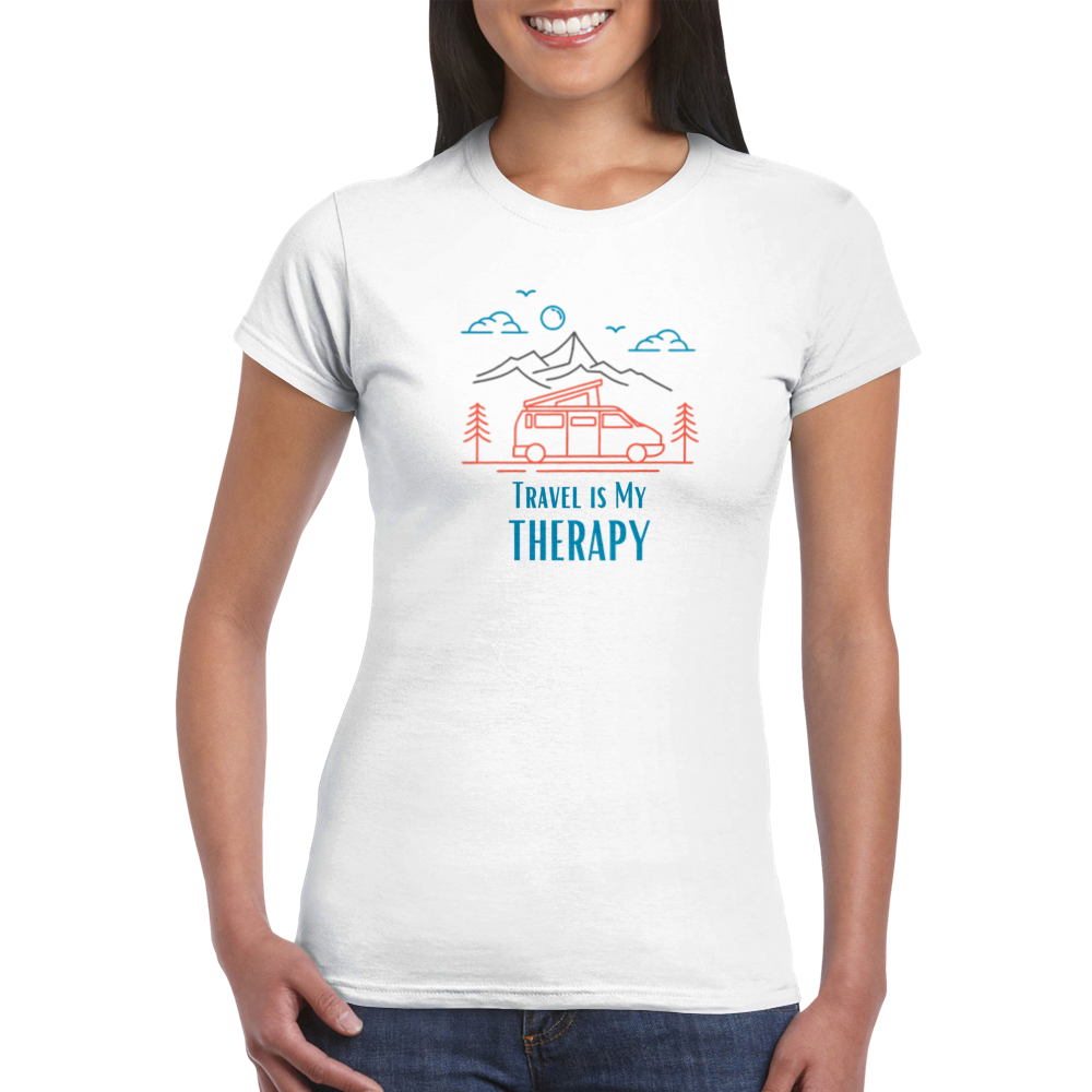 Classic Womens Crewneck T-shirt - Travel is my Therapy