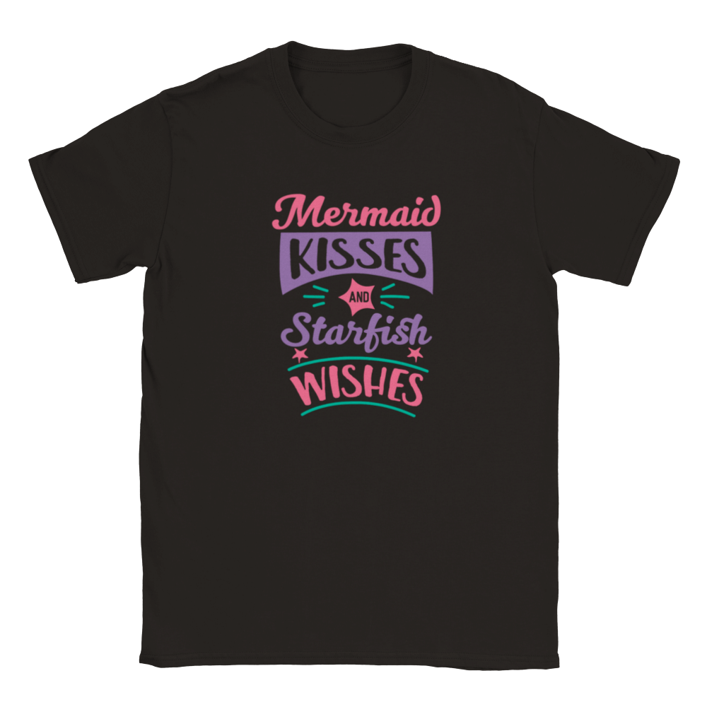 Classic Kids Crewneck T-shirt - Mermaid Kisses and Starfish Wishes