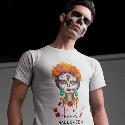 Halloween T-shirt, Unisex - Happy Halloween, day of the dead style colourful design