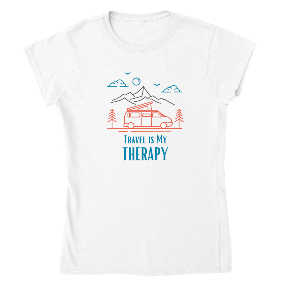 Classic Womens Crewneck T-shirt - Travel is my Therapy