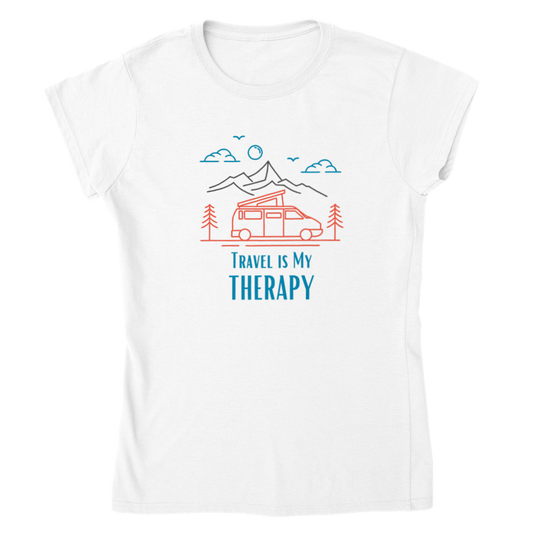 Classic Womens Crewneck T-shirt - Travel is my Therapy