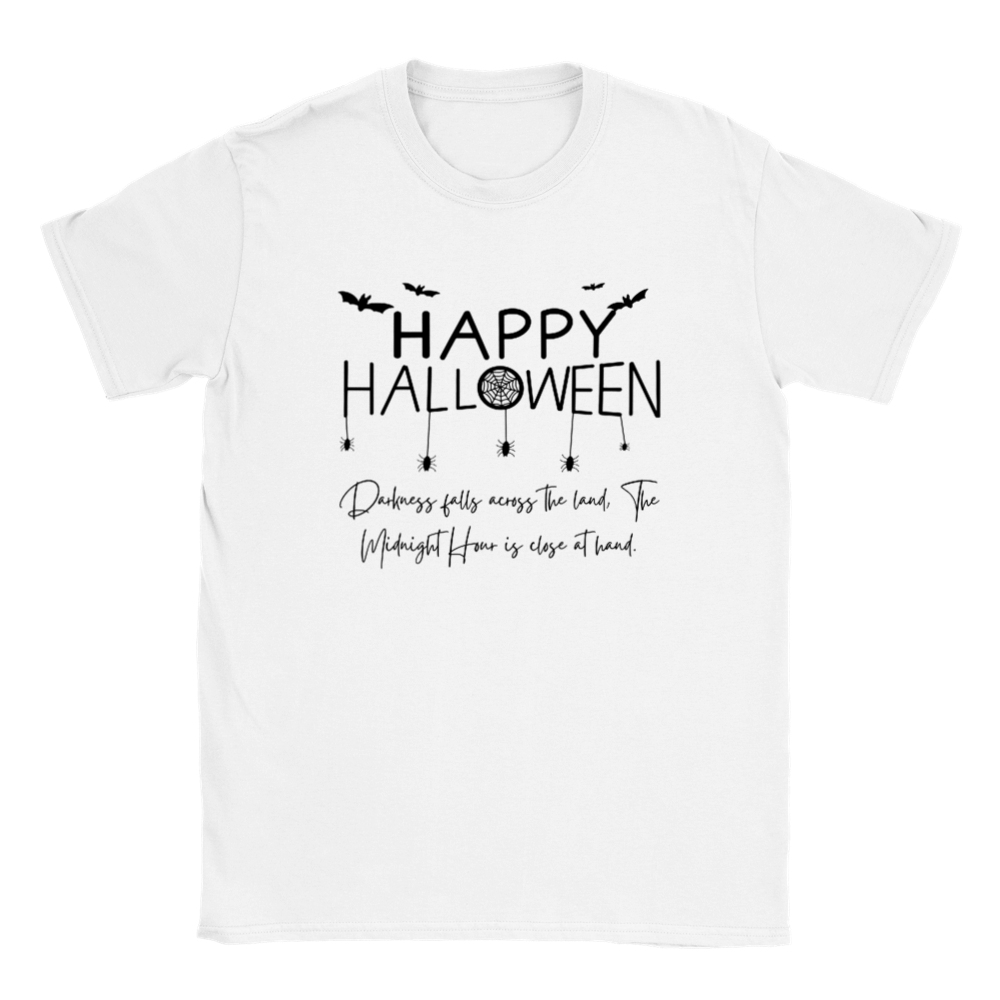 Halloween T-shirt - Happy Halloween black and white design with bats.