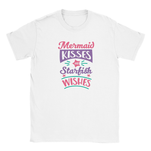 Classic Kids Crewneck T-shirt - Mermaid Kisses and Starfish Wishes