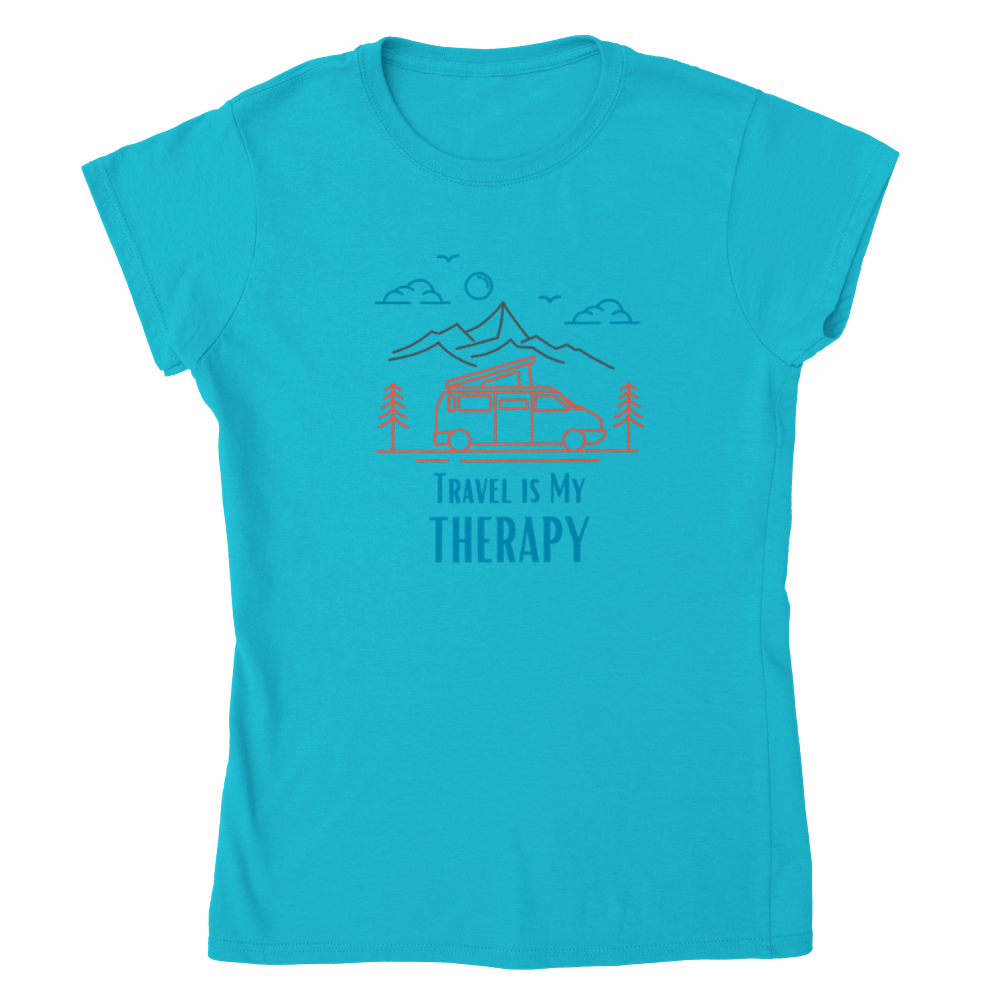 Classic Womens Crewneck T-shirt - Travel is my Therapy